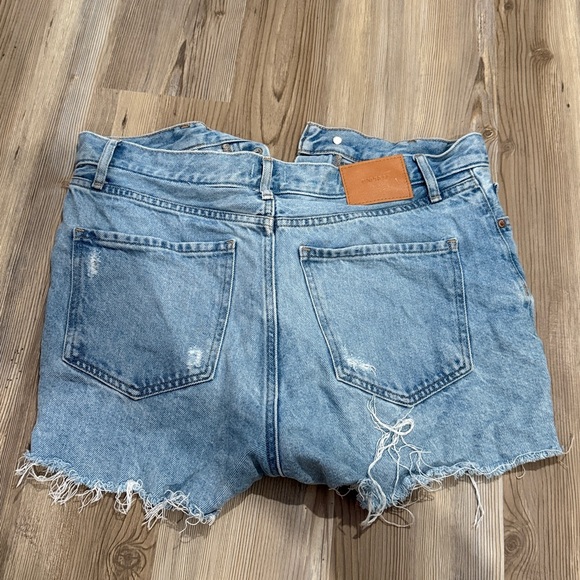Light Blue High Rise Distressed Denim Shorts - Picture 3 of 4